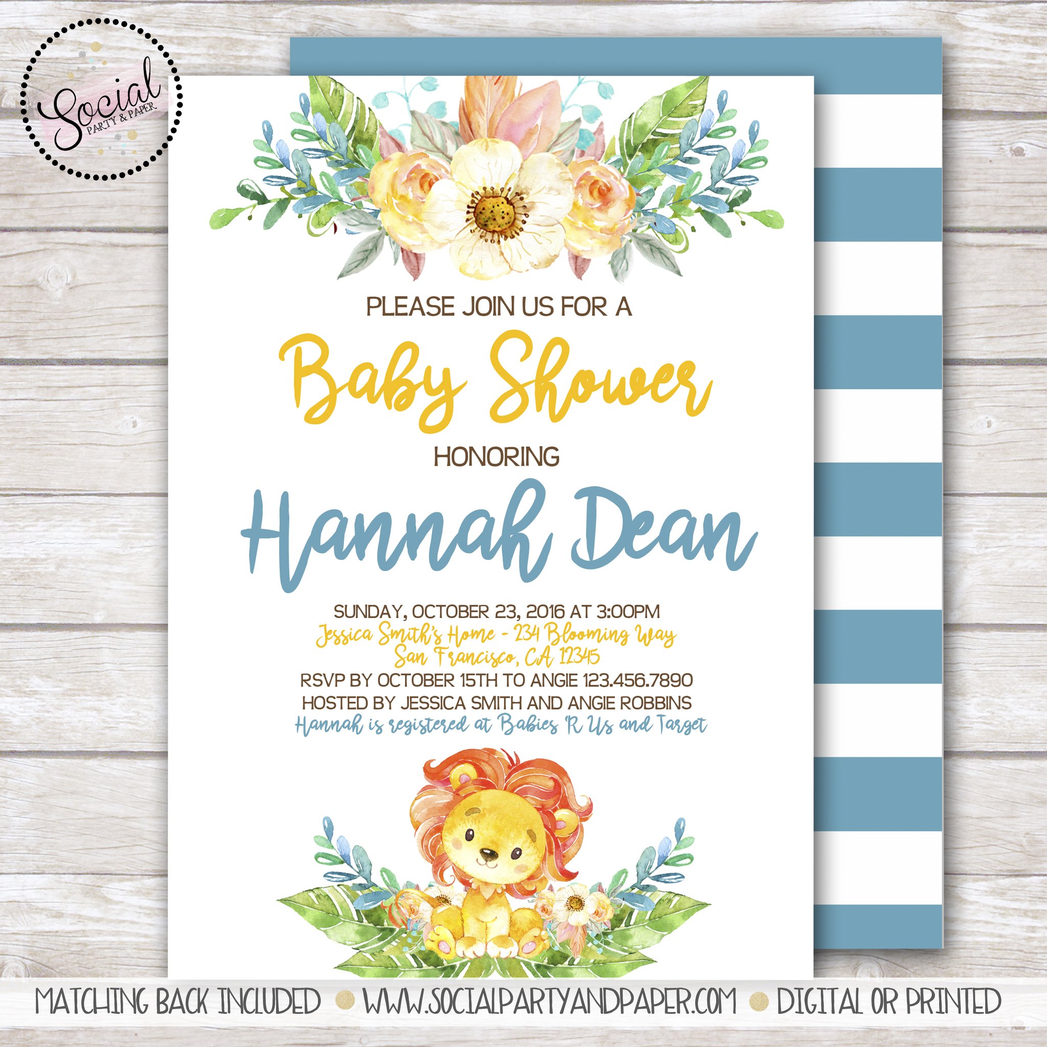 2048x2048 Lion Watercolor Baby Shower Invitation Social Party Amp Paper