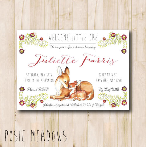 500x502 Watercolor Baby Shower Printable Invitation. Birthday Custom