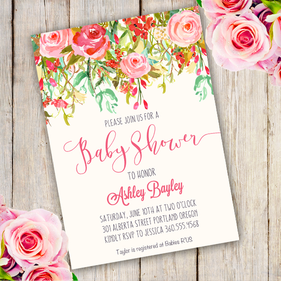 570x570 Whimsical Baby Shower Invitation Template
