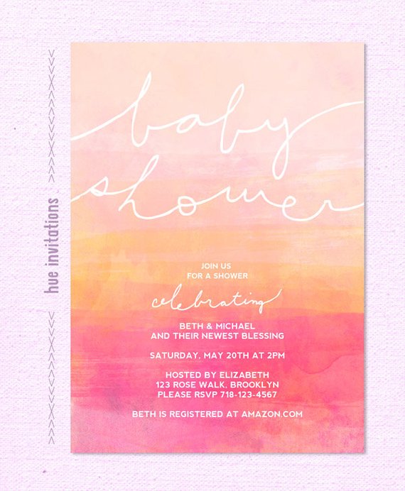 570x692 Ombre Watercolor Baby Shower Invitation Baby Girl Shower Pink Etsy