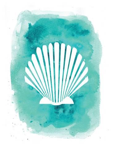 366x488 Aqua Watercolor Background Scallop Shell Print By Jetty Printables