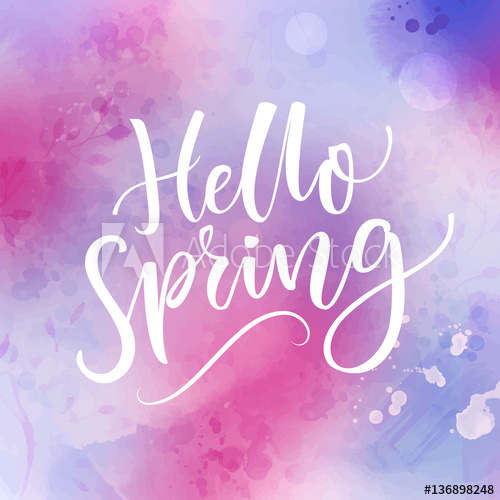 500x500 Hello Spring Banner With Calligraphy