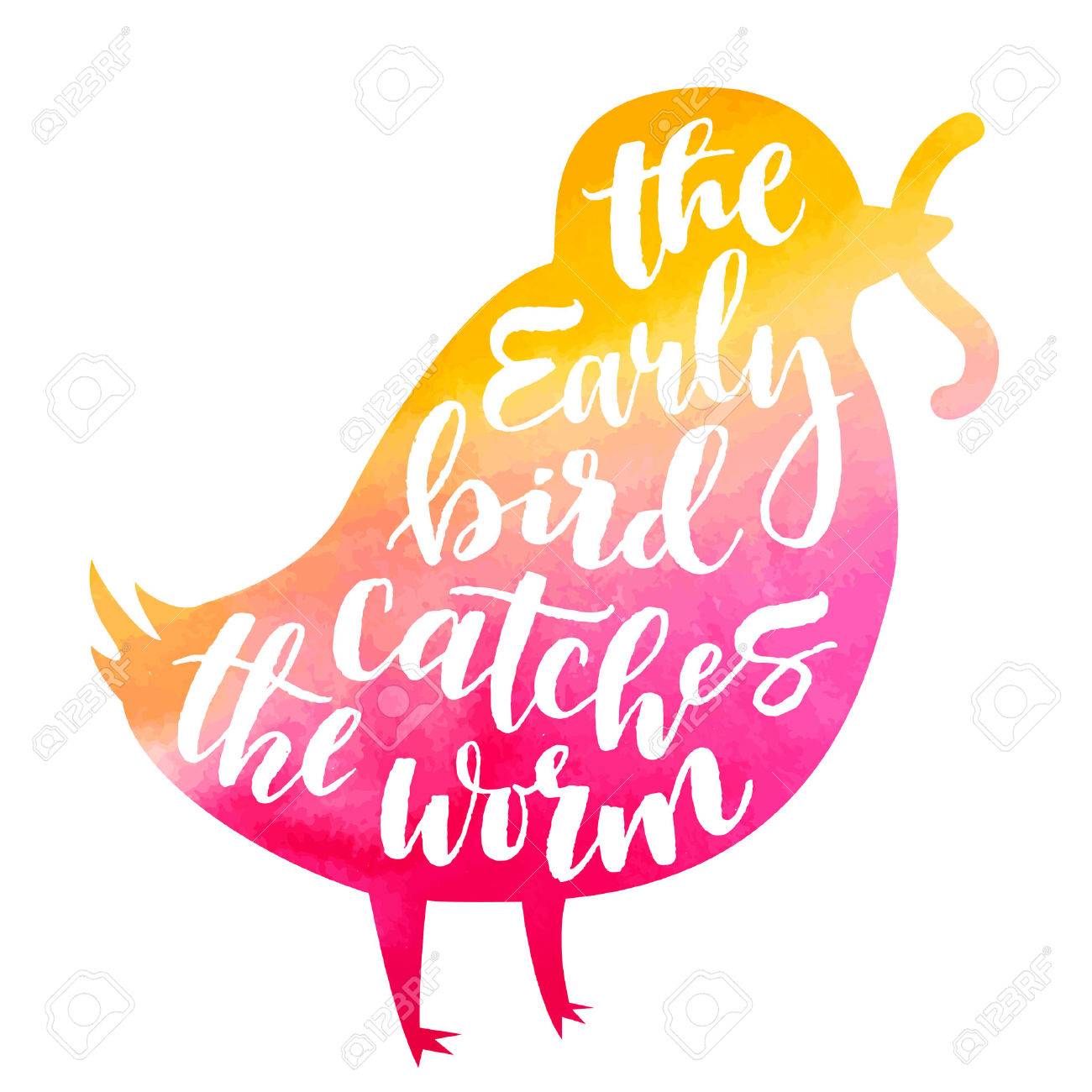1300x1300 59468291 Lettering Proverb Early Bird Catches The Worm Watercolor