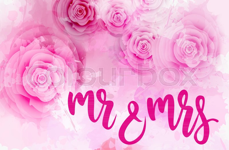 800x525 Abstract Watercolor Background With Pink Roses. Wedding Concept