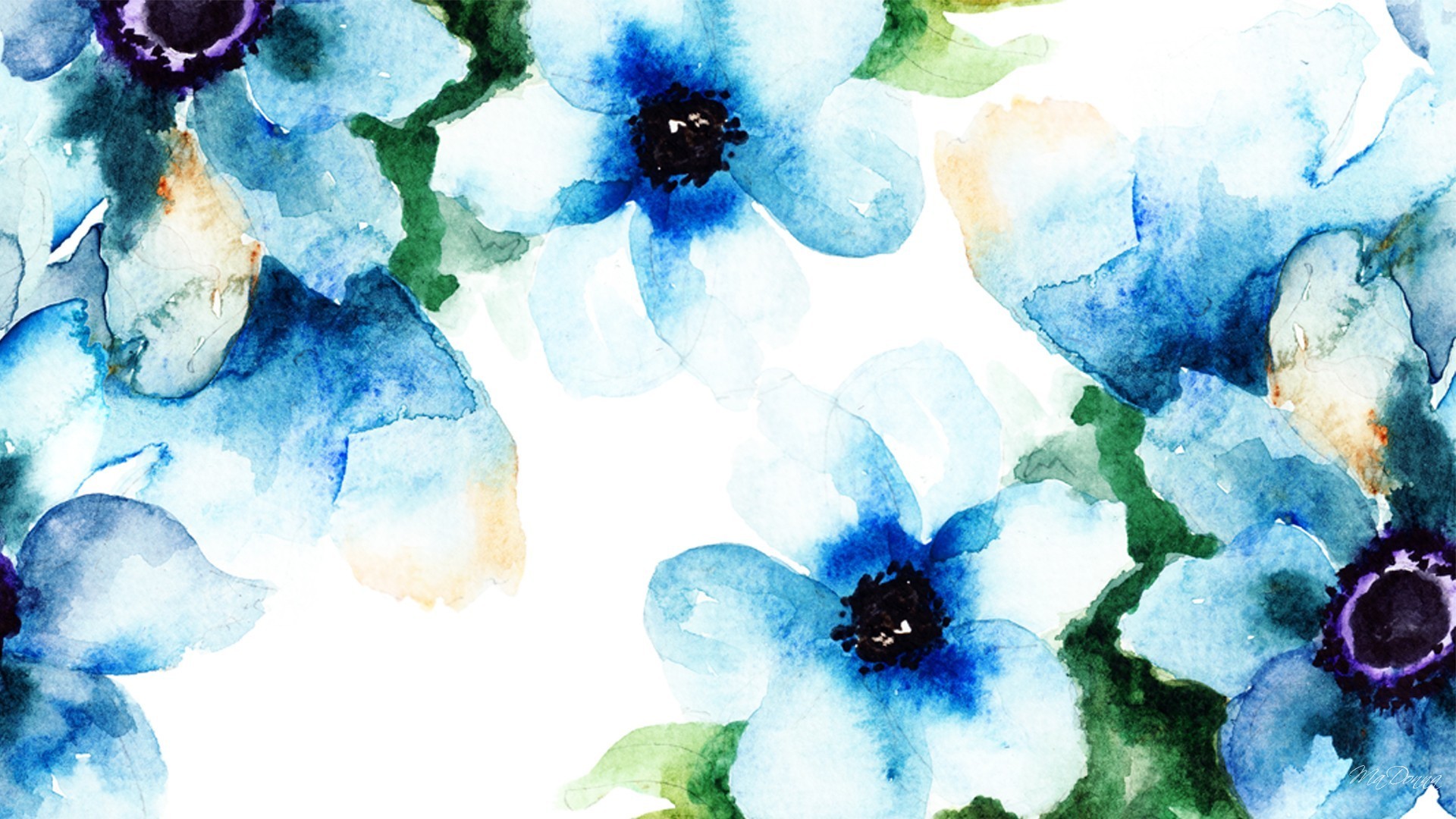1920x1080 Watercolor Flowers Wallpaper Images)