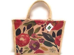 300x225 The Fresh Market Juco Watercolor Bag Jute Shopping Tote Bag Floral