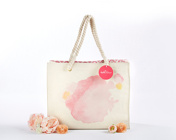 600x480 Watercolor Tote Bag With Rope Handles