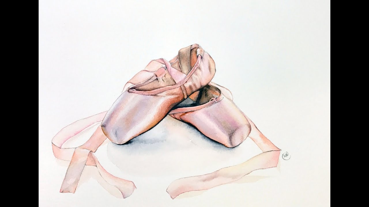 1280x720 Ballet Slippers In Watercolors Painting Demonstration
