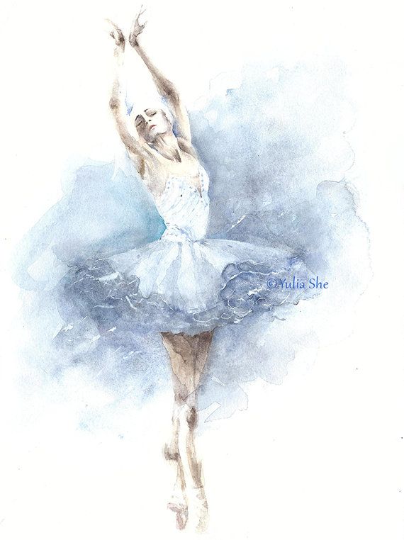 570x762 Original Watercolor Painting Ballerina Dancing Ballet Girls Room