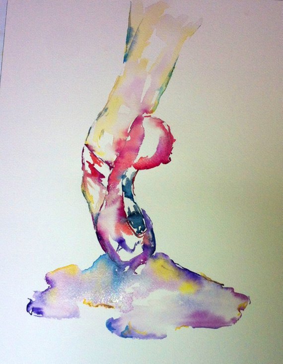 570x734 Pointe Shoes Watercolor Ballet Painting Dancer Painting Etsy