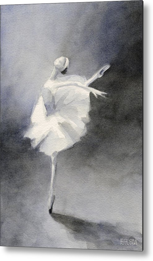 494x842 Watercolor Ballerina Painting Metal Print By Beverly Brown Prints