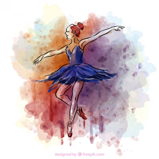 626x626 Watercolor Ballet Dancer Vector Premium Download