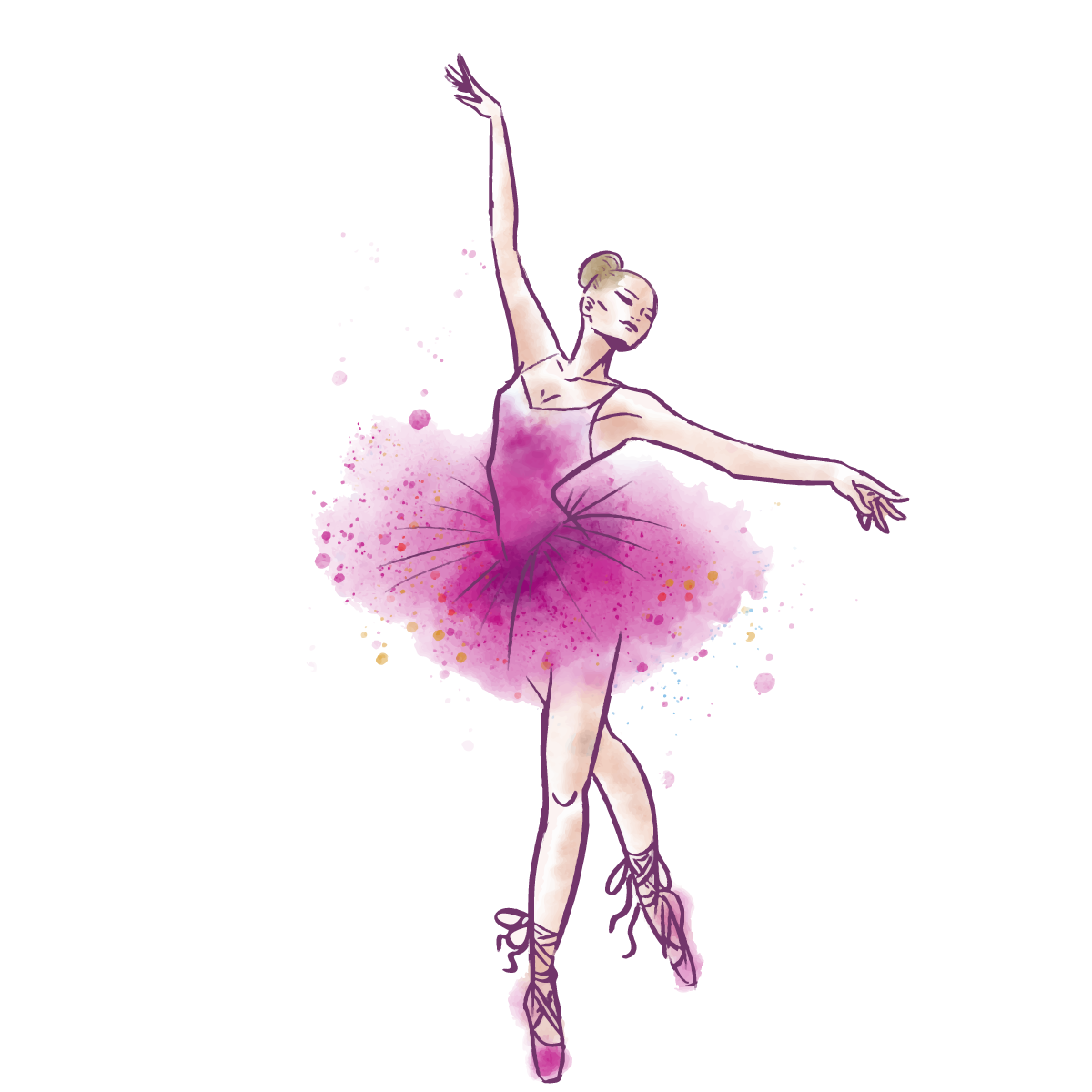 1200x1200 Ballet Dancer Watercolor Painting