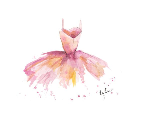 570x456 Pink Watercolor Ballet Dress Print By Lizlaneart On Etsy