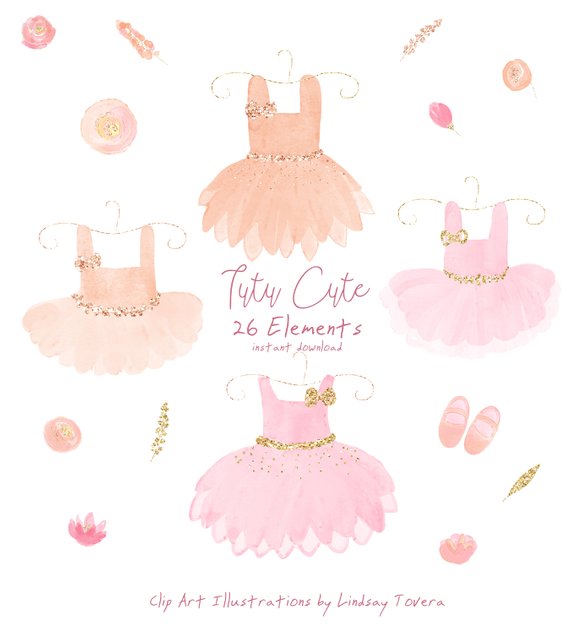 570x634 Watercolor Ballet Tutu Clipart Nursery Art Invitations Birth Etsy