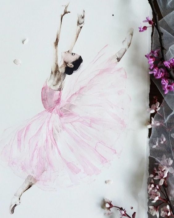 564x705 Wonderfully Fluid Watercolor Ballerina Art