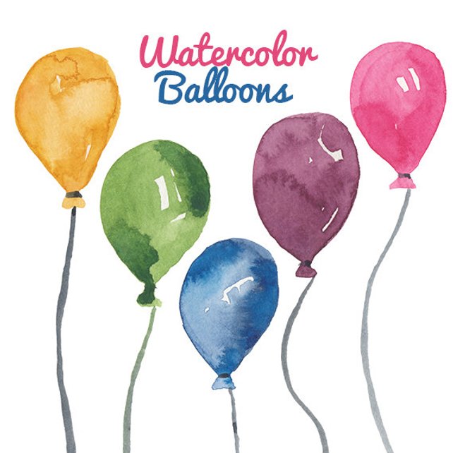 642x642 Watercolor Balloon Clipart Birthday Party Clip Art Balloons Etsy