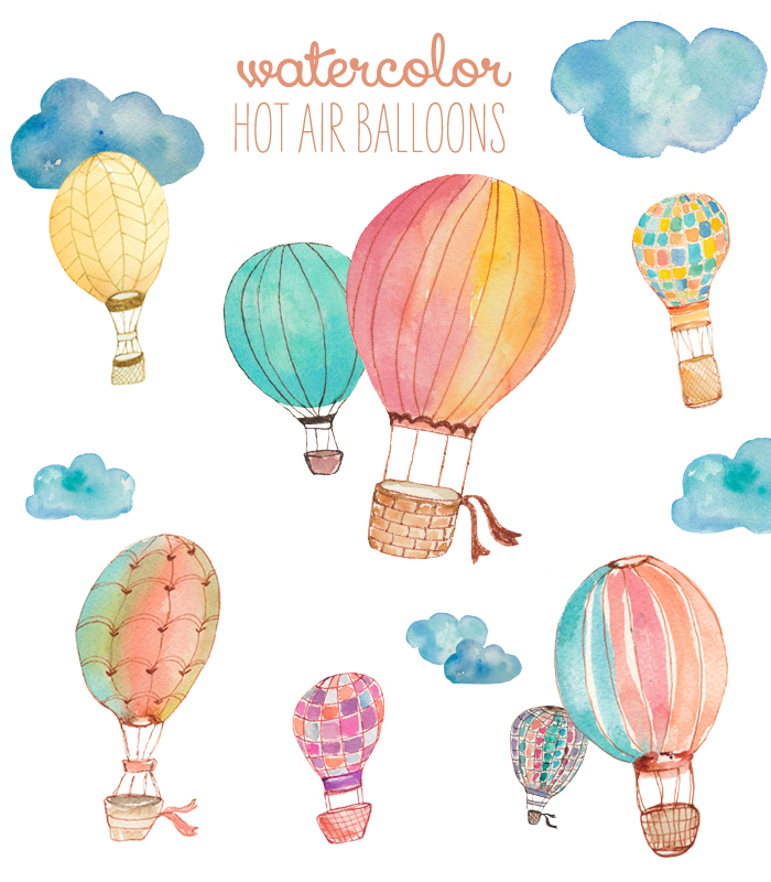 700x800 Watercolor Hot Air Balloon Clip Art
