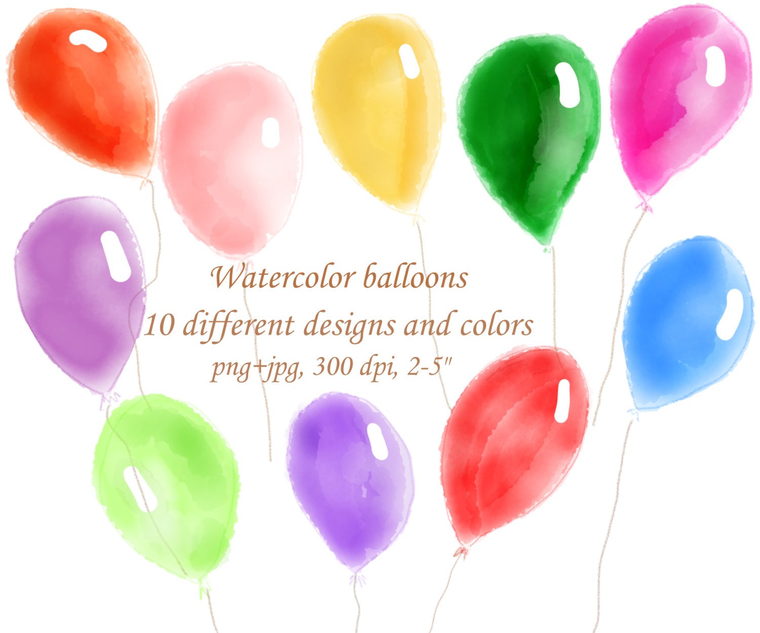 1500x1250 Watercolor Balloon Clipart Watercolour Balloons Clipart Hand Etsy