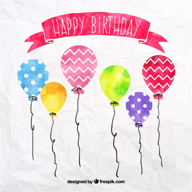 626x626 Watercolour Birthday Balloons Vector Free Download
