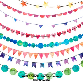 350x350 Watercolor Banner Clipart By Paula Kim Studio Teachers Pay Teachers