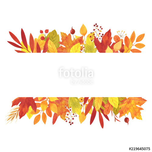 500x500 Watercolor Banner Of Leaves And Branches Isolated On White