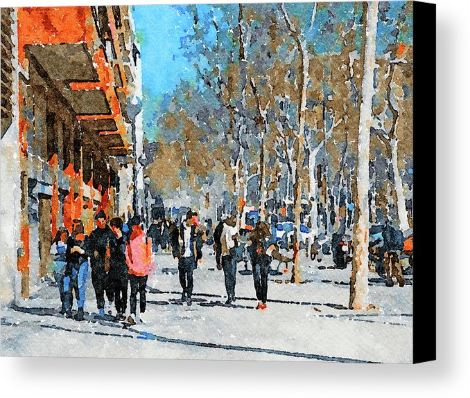 678x575 Barcelona Watercolor Streets 1 Canvas Print Canvas Art By Yury