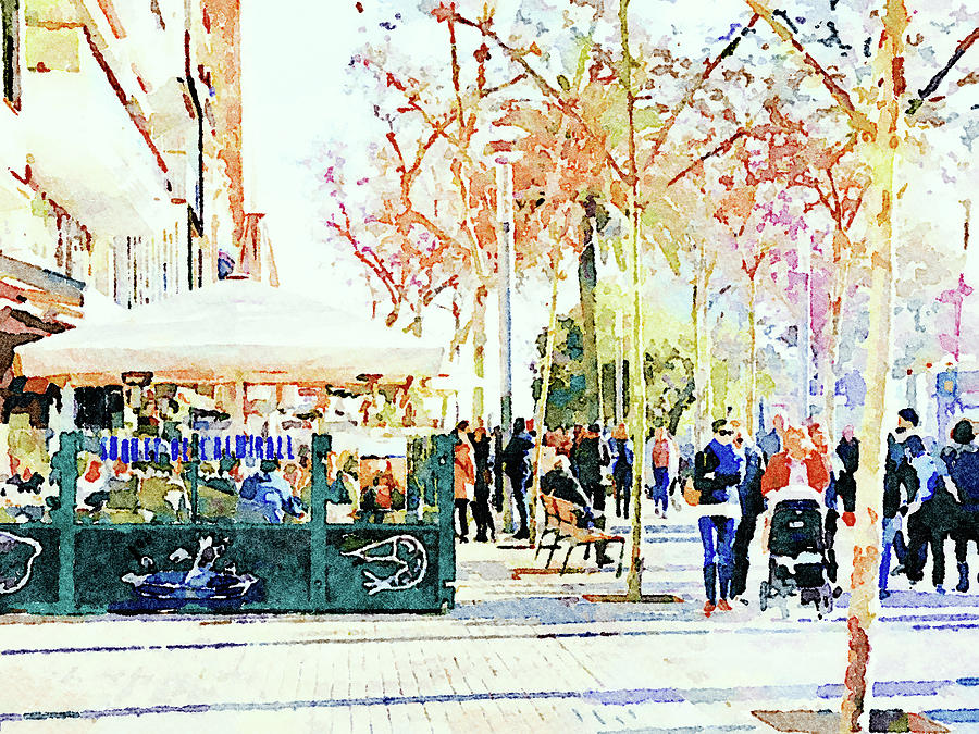 900x675 Barcelona Watercolor Streets 18 Digital Art By Yury Malkov