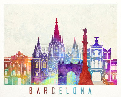 400x320 Barcelona Landmarks Watercolor Poster Buy Photos Ap Images