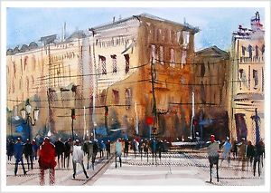 300x213 Fine Print Of La Rambla Street Barcelona Watercolour Painting