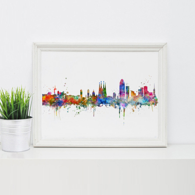 640x640 Buy Barcelona Spain City Skyline Wall Art Poster