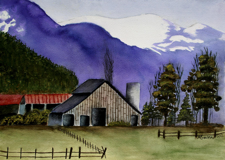 900x640 Concrete Barn Watercolor Painting By Mary Gaines