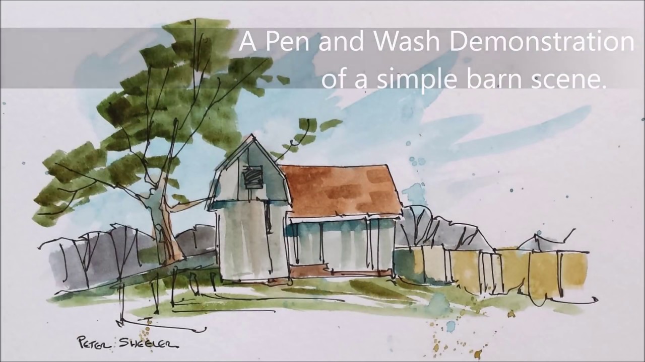 1280x720 A Very Quick And Simple, Line And Wash, Watercolor Barn Painting