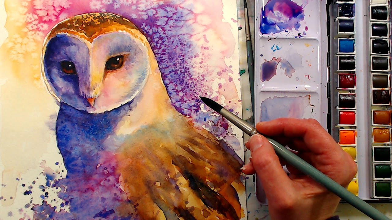 1280x720 Barn Owl In Watercolor Painting Tutorial