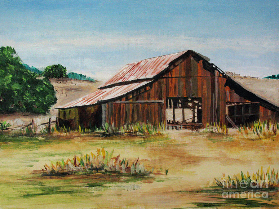 900x674 The Old Barn Painting By Nancie Johnson