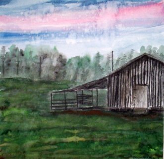 331x321 Barn And House Watercolor Paintings