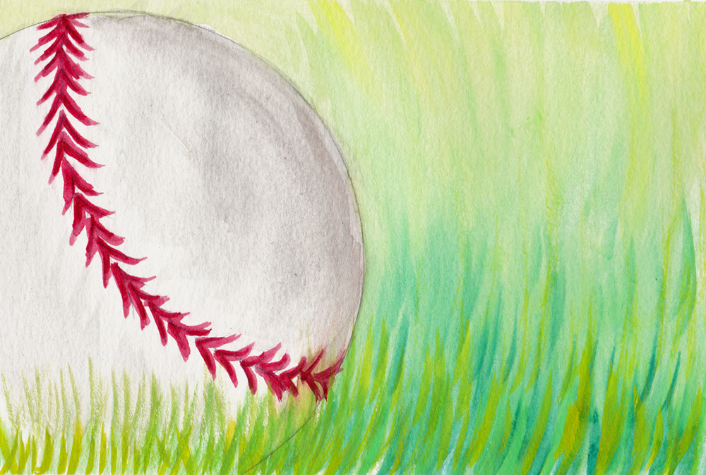 1000x674 Baseball In Grass {Watercolor} By Larenaissancegirl