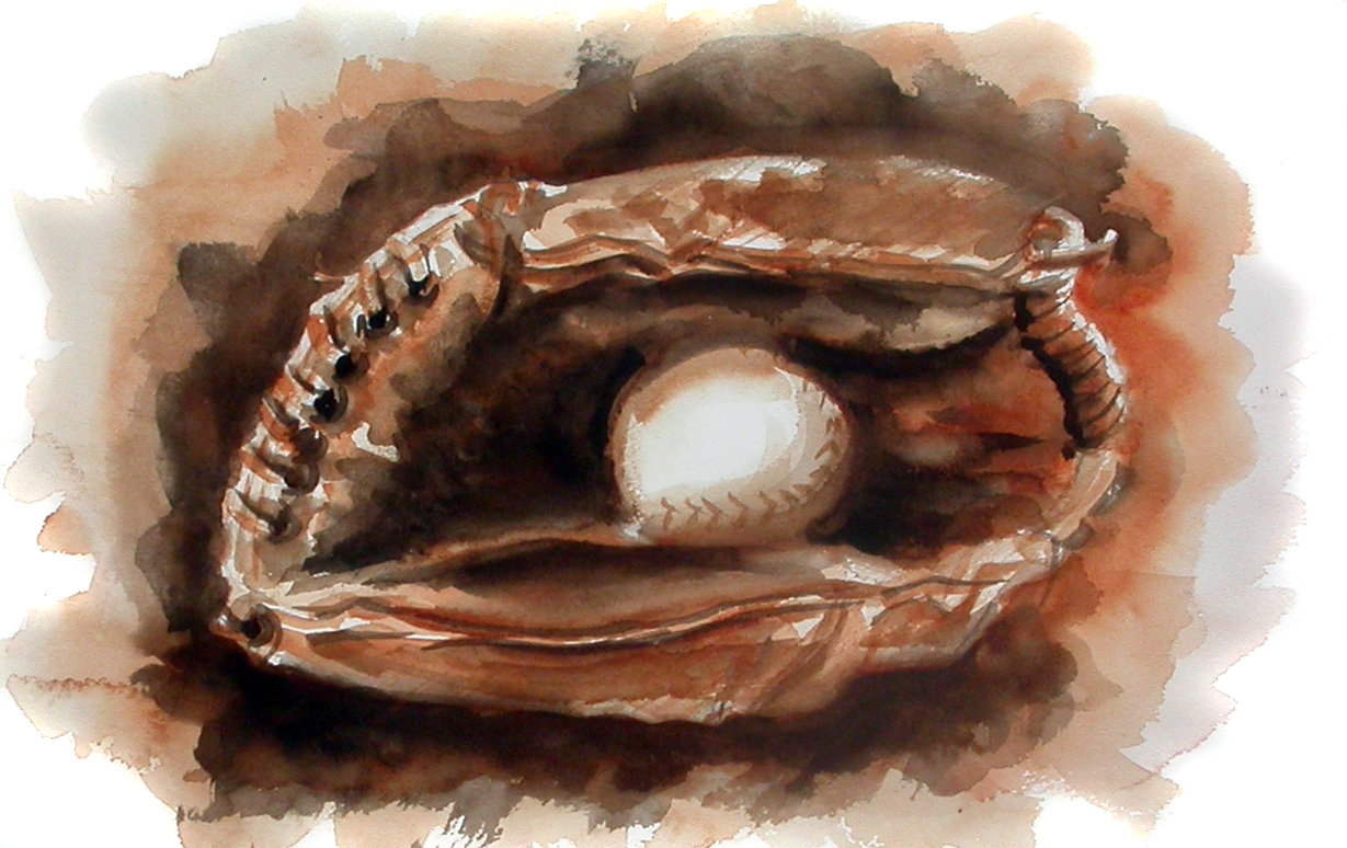 1229x774 The Art Of Andy Fling Baseball Glove Monochromatic Watercolor