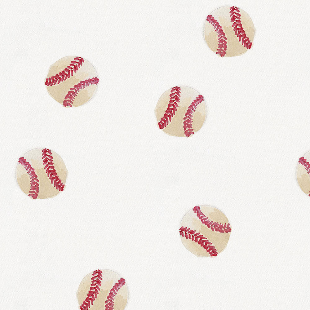 1000x1000 Watercolor Baseball Fabric By The Yard Antique White Fabric