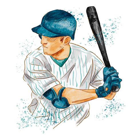 490x490 Watercolor Baseball Player