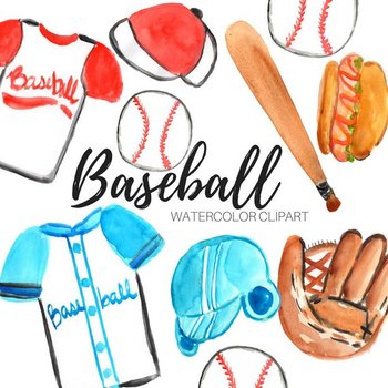350x350 Watercolor Baseball Sports Clipart By Writelovely Tpt
