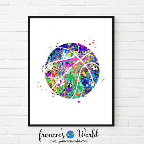570x570 Basketball Print Watercolor Basketball Poster Basketball Etsy