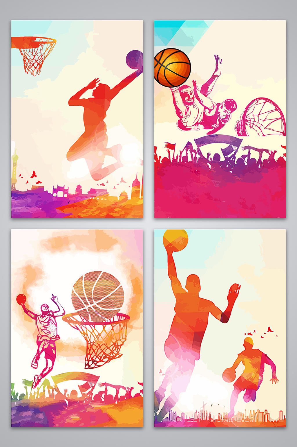 1024x1540 Hand Drawn Watercolor Basketball Sport Poster Background Image