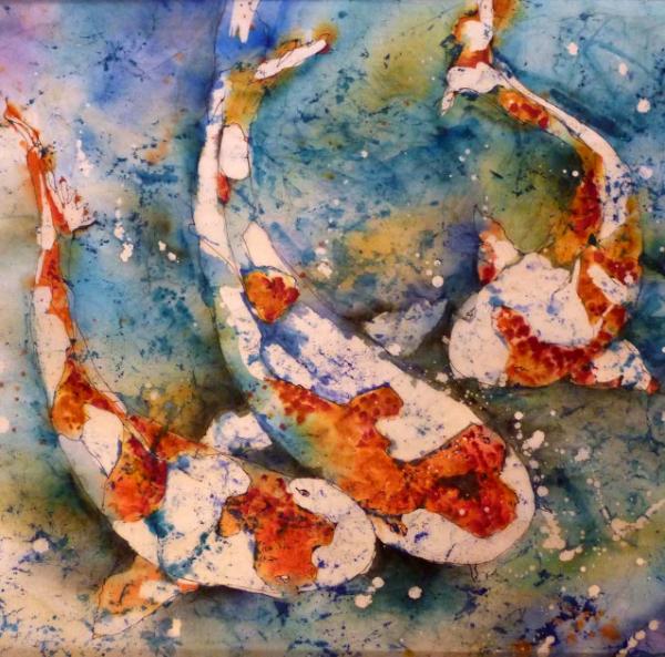 600x593 Koi Watercolor Batik 20 X 20