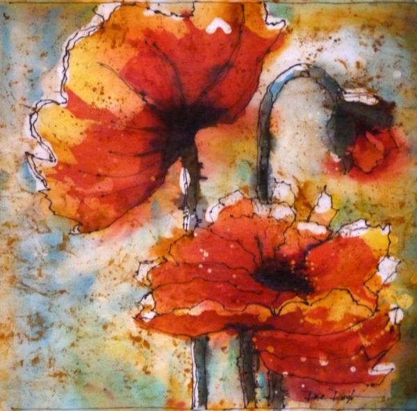 600x592 Poppies Watercolor Batik