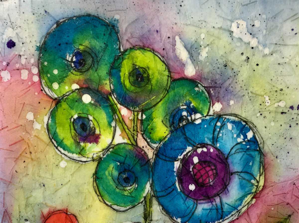 1200x895 Watercolor Batik Whimsical Flowers Trilogy With Carol Spohn