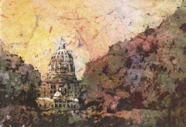 375x255 Watercolor Batik Painting On Rice Paper Of Exterior Of State