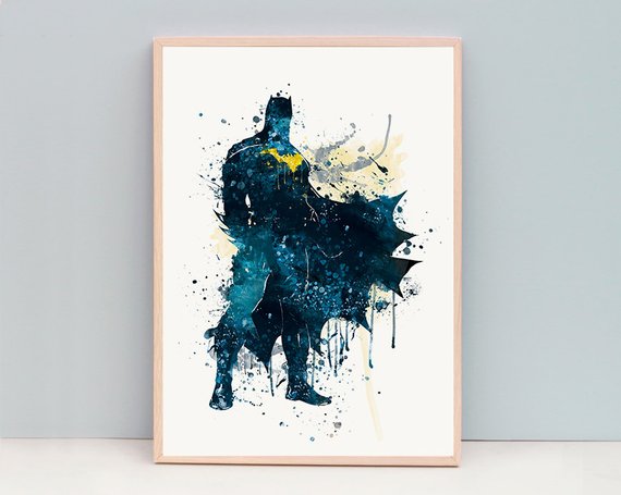 570x455 Sale Batman Watercolor Print Dorm Decor Avengers Print Etsy