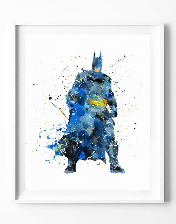 600x761 Batman Poster Art Print Superhero Watercolor Painting Wall Art