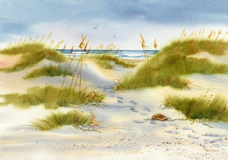 800x560 Moment Of Peace Beach Print From Watercolor Painting